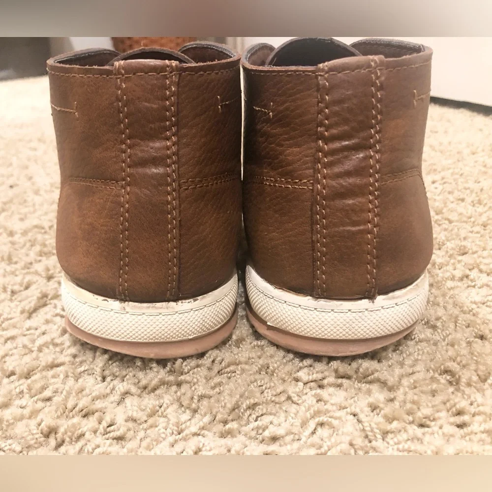 🟫BASS Brown Camel Chukka Lace-Up Ankle Boots Cushioned Shoes (w/White Trim) - Picture 6 of 7